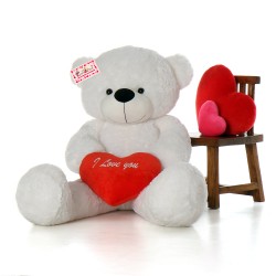 Grabadeal Fat Teddy Bear holding I Love You Heart (White) - 150 cm